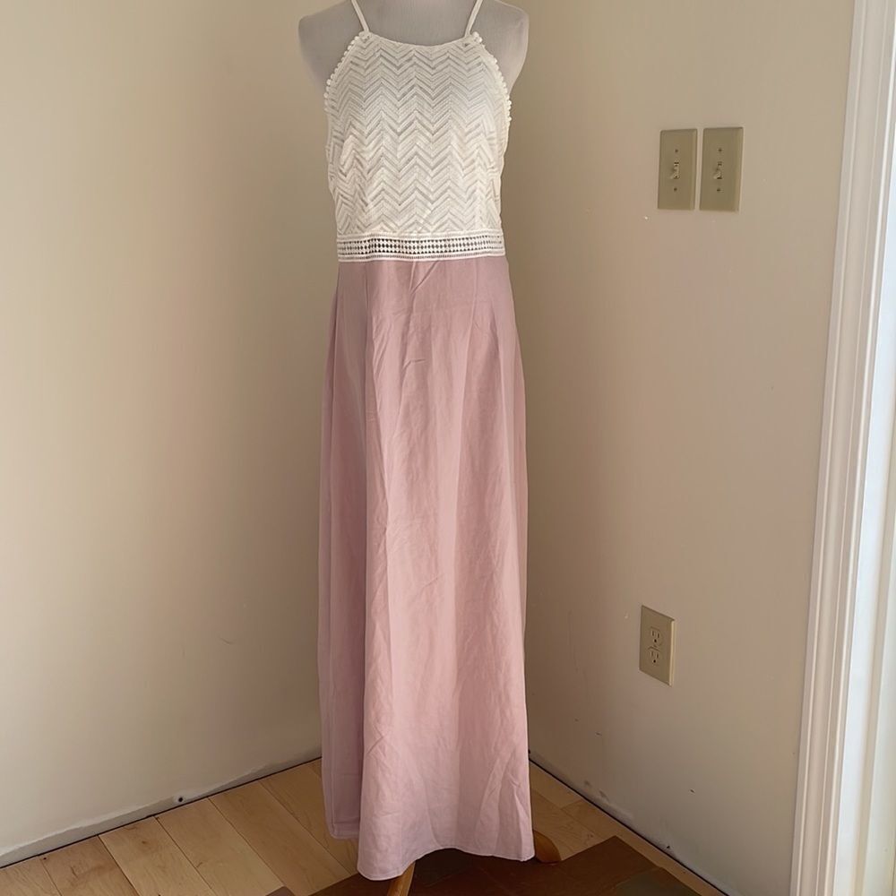 Beautiful Mauve long maxi dress with white top